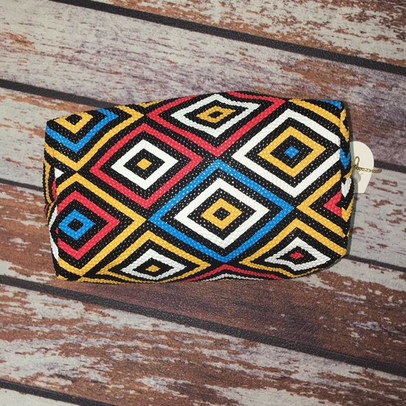 🌺Beautiful Bright Geometric Print Cosmetic Bag - Picture 4 of 5
